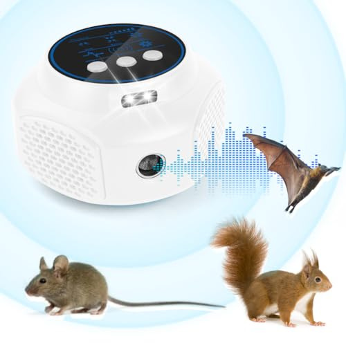 Flintronic Ahuyentador de Ratas, Blanco Ultrasónico para Ratas, Ahuyentador de Topos con Luz LED, para Salas de Estar Familiares Cocinas y Dormitorios, para Ratas, Roedores
