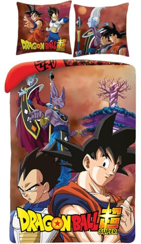 Juego de cama Dragon Ball Super – Funda nórdica reversible de 140 x 200 cm y funda de almohada, poliéster