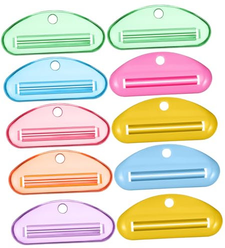 FRCOLOR Lot De 10 Presse-tubes De Dentifrice Multicolores Presse-tube Manuel Compact Plastique Solide Des Déchets Utilisation Maison Et Voyage Accessoire Pratique Pour Tubes De Dentifrice