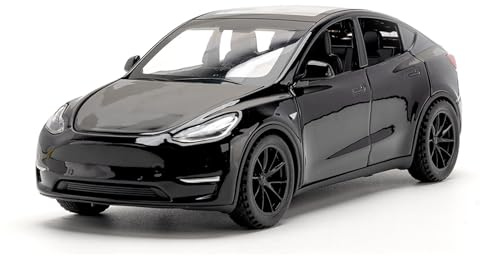 TOPRON Tesla Model Y 1:32 Modellino, Giocattolo Elettronico in Lega Pressofusa con Funzione di Arretramento, con Luci e Musica, mini Veicolo Giocattolo come Regalo per Bambini (Nero)