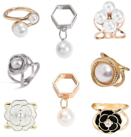 Xusxes 8 Pièces Bijoux Écharpe Boucle Clip Pince à Anneaux et Clip D’Anneau en Métal pour Écharpe