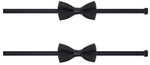 Yolev 2 Stück Kinderfliegen Verstellbare Satin Fliegen für Kleinkinder Vorgebundene Fliege Schwarz Klassische Kinderfliegen für Jungen Halsfliegen für Kinder Hochzeit Geburtstags Party (Schwarz)