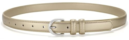 VONMELLI Women's Leather Belt For Jeans Dresses Adjustable Vintage Waist Belts For Women Fashion Leather Belt Classic Ladies Belts With Single Prong Buckle Gold XL