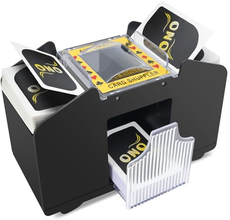 vonsera Mezclador de Cartas Eléctrico, Barajador de Cartas de Póquer, Repartidor de Cartas Automático para 1-4 Barajas, Card Shuffler para UNO, Póker y Blackjack