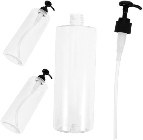 WEKADRIN 3PCS Transparent Press Pump Bottles for Shower Gel Lotion Soap Refillable Round Shoulder Containers with Black Pump Heads Reusable for Home Bathroom Toiletries