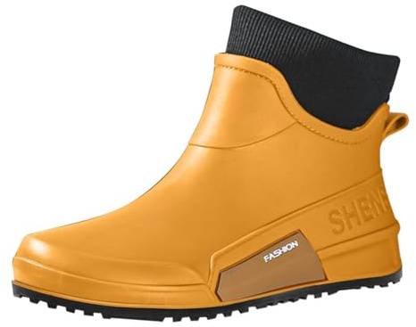 Stivali da pioggia alla moda, da donna e da uomo, in gomma, morbidi, comodi, piatti, antiscivolo, impermeabili, per coppie, studenti, lavoro, pesca, adatti per giorni di pioggia, marrone, 42 EU