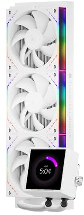 TR Peerless Vision 360 ARGB White - Enfriador de agua para CPU (3 ventiladores PWM, pantalla LCD IPS con resolución de 3,95 pulgadas, para Intel LGA1851/1700, AM4/AM5, refrigerador líquido de CPU