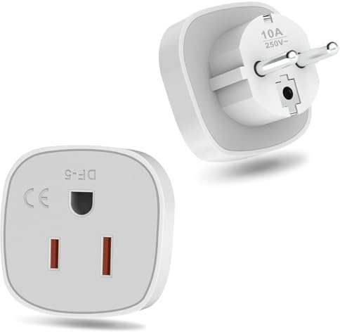 Lot de 2 adaptateurs de prise US vers EU, adaptateurs de voyage de type A/B vers type E/F pour utiliser des appareils électroniques américains en France, en Belgique, en Pologne, en République tchèque