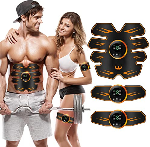 Queath EMS Trainingsgerät, USB Wiederaufladbar Muskelstimulator bauchtrainermit - Bauchmuskeltrainer EMS Elektrische Muskelstimulation, EMS Bauchtrainer