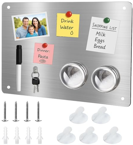Magnetic Board for Wall 32 x 22cm Magnet Bulletin Board Metal Magnets Board for Kitchen Office Display