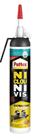 Pattex Ni Clou Ni Vis Fix Idéal Bois, colle de fixation surpuissante, colle rapide qui permet une prise instantanée, colle blanche, aérosol prêt à l'emploi 266 g