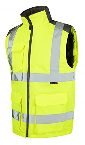 Leo Workwear Torrington Hi-Vis Warm Quilt Lining PU Coated Polyester Bodywarmer