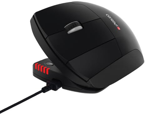 Contour Unimouse | Preisgekrönte ergonomische Computermaus mit Daumenauflage | Kabelmaus | Vertikale Maus für Linkshänder | Anpassbarer Winkel 35-70 Grad | 6 Tasten + Scroll-Rad | Für Windows + Mac