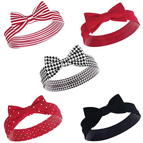 Hudson Baby Unisex Cotton and Synthetic Headbands, Red Houndstooth, 0-24 Months