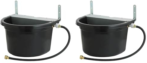 Little Giant FW16MTLBLACK 4 Gallon Capacity Automatic Float Controlled Waterer Animal Horse & Cattle Livestock Water Trough, Black (2 Pack)