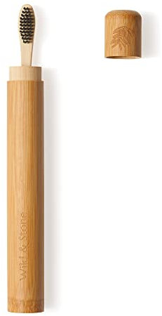 Wild & Stone | Custodia da viaggio in bambù naturale | Custodia per spazzolino da denti sostenibile | Coprispazzolino in bambù | Ecologico e biodegradabile | Adulto
