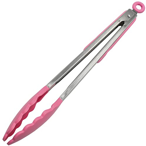 Chef Craft Premium Silicone Cooking Tongs, 12 inch, Pink