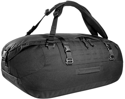 Tasmanian Tiger TT Duffel 65 L Taktische Reise-Tasche Duffel Bag für Herren mit Rucksack-Funktion und Molle-System, abschließbar, 65l Volumen, Schwarz