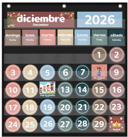 Boczif calendario mensual de bolsillo gráfico para el aula, los días de la semana de aprendizaje para el hogar o jardín de infantes, los niños de la escuela maestro deben tener suministros (Negro)