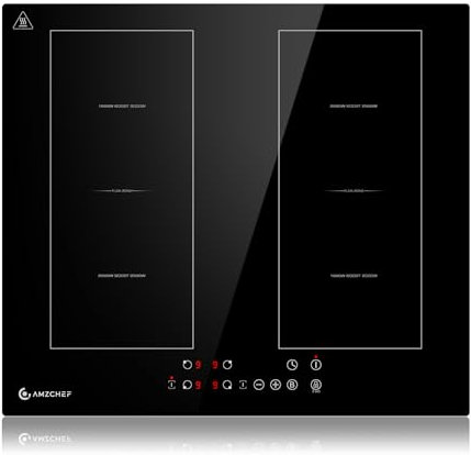 AMZCHEF Induktionskochfeld 60cm mit Zwei Flexzonen, 4 Zonen Induktionskochplatte mit Boost-Funktion