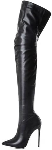 SPONYBORTY 11 cm Overknee stövlar sexiga högklackade lårhöga stövlar stilettskor höststövlar kvinnor stora skor damer/svart/41 EU