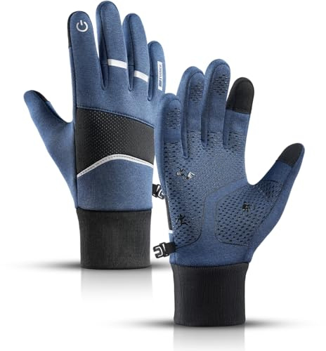 TECHO Guantes de Invierno, Guantes Ciclismo, Ciclismo,Guantes de Pantalla Táctil Impermeable, Guantes Cálido, para Ciclismo Caza Escalada Jardinería Camping y Otros Deportes al Aire Libre Azul M