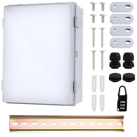 Scatola di Derivazione Impermeabile IP67, Quadro di Distribuzione da Esterno 33x43x20 cm con Guarnizione e Serratura, Custodia Elettrica in ABS per Applicazioni Industriali, Contenitore Elettrico