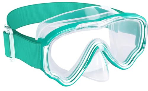 Fulllove Taucherbrille Kinder, Schnorchelmaske Kinder mit Elastische Stoffband Anti-Fog UV-Schutz Wasserdicht 180°HD-Sicht Schwimmbrille für Junge Mädchen 4-16 Jahre