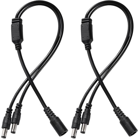 KUOQI 2 Pezzi 5.5x2.1 mm 5-24 V 1 Femmina a 2 Maschi Cavo Splitter DC, Cavo Splitter di Alimentazione DC a 2 Vie per Telecamere CCTV