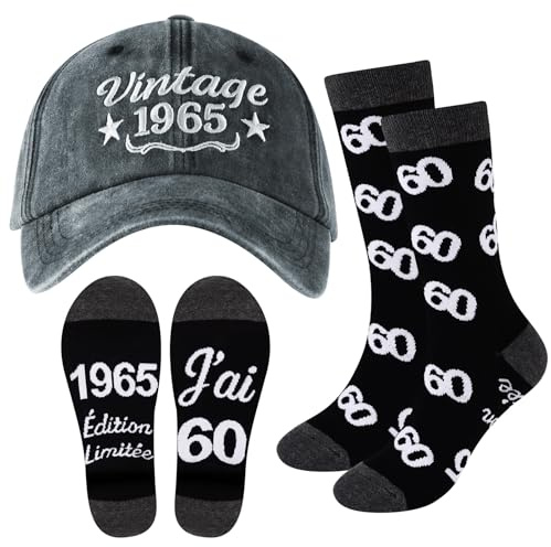 Casquettes de Baseball pour Hommes Femmes Chaussettes Sport Cadeau Homme Cadeau Anniversaire Papa (FR/ES, Alpha/lettres, Taille unique, Taille normale, Taille normale, Standard, Vintage 1965)
