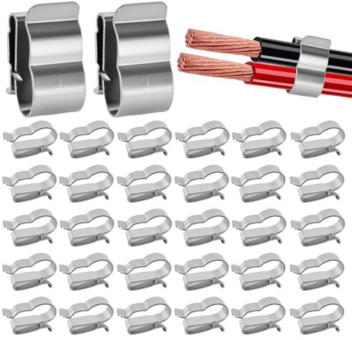Lot de 60 Serre-Câbles En Métal, Serre-Câbles Solaires Photovoltaïques, en Acier Inoxydable, Adaptés à la Gestion des Câbles de Panneaux Solaires, à la Gestion des Câbles de Remorque