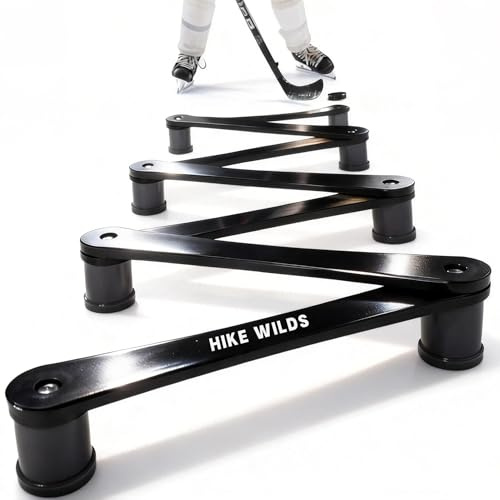 HIKE WILDS Hockey Training Equipment,7-Section Adjustable Stickhandling Trainer, Aids for Puck Control, Speed & Coordination, Portable & Foldable Hockey Stick Practice Gifts for Boys Girls