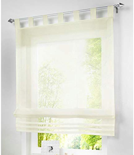 SIMPVALE - Tenda a Pacchetto con Passanti, Tinta Unita, per Soggiorno, Cucina, Bagno, Beige, larghezza 140 x altezza 155 cm