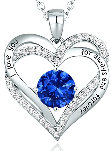 CDE Kette Damen 925 Sterling Silber Rosegold Geschenk für Sie Valentinstag Forever Love Herz Geburtsstein Anhänger Halskette für Frauen Schmuck Geburtstags Freundin Weihnachten Muttertags