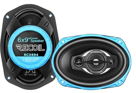 RECOIL RCX694 Serie Echo Sistema di Altoparlanti Coassiali 4-Vie da 15 x 23 cm (6 x 9 Pollici) per Auto con Griglie, Venduti in Coppia