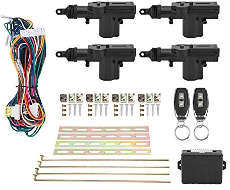 Central Locking Kit, Central Lock Kit Remote Control Keyless Entry System 12V W/LED Indicator with 2 Controllers
