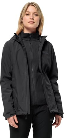 Jack Wolfskin Giacca antivento impermeabile 3 in 1 Moonrise da donna - Nero - M