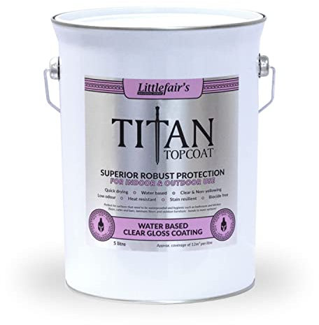 Littlefair’s Clear Varnish 5ltr / Gloss - Varnish for Wood Indoor & Outdoor - Waterproof Protection & Easy Apply Water Based Polyurethane - Clear Top Coat for Furniture Paint On - Wipe On Polyurethane