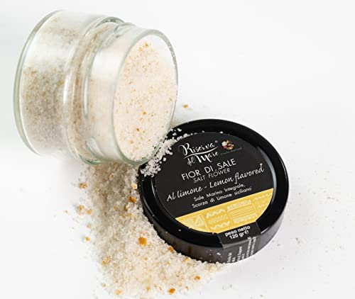 Flower of salt from Trapani (Sicily - Italy) | Integral Sea Salt Flower | Flavored fleur de sel | 120g (Natural) (120g, Lemon)