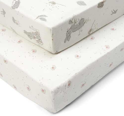 Tutti Bambini Cot Fitted Sheets 2-Pack | 100% Organic Cotton, Fits 60x120cm Mattresses | Cocoon