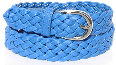 GLOMY* Cintura Intrecciata da donna e ragazze, Belt Intrecciata manualmente per pantaloni o sopra vestito in semipelle Blu