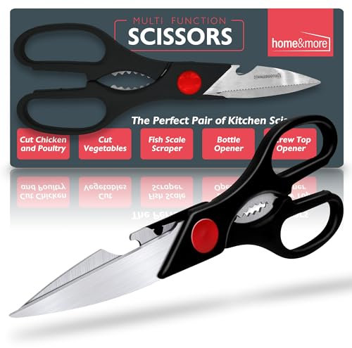 SOL Ciseaux de cuisine multifonctions 4 en 1 avec casse-noix, décapsuleur, ouvre-bocal, ciseaux de cuisine robustes pour viande, volaille, herbes