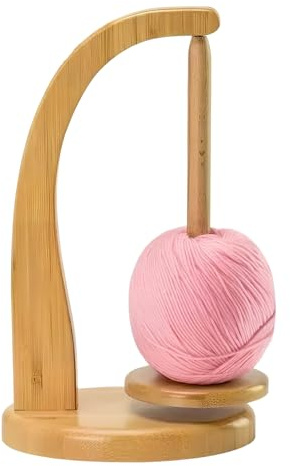 Filato e portafilo in Legno, Legno Yarn Ball Holder, Supporto per Filato, Mandrini Porta Gomitoli in Legno di Quercia Naturale Porta Filati Rotanti, Dispenser per Filati, per Un Maglia all'Uncinetto