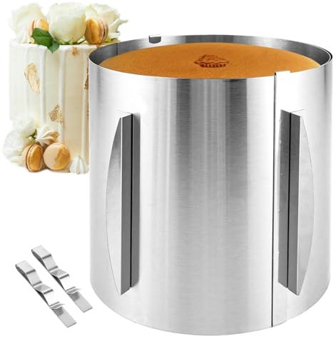 CYEER 2 Stück Tortenring Hoch 20 cm, Edelstahl Backring Verstellbar Ø16-30CM, Kuchenring, Formstabile Tortenform mit Arretierung zum Backen und für die Torten-Zubereitung