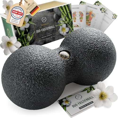 Heldson Duoball Fascia Ball Massageboll | Ryggrad och hals | Dermatest | Triggerpunktsmassage, rygg, axel och fot, reflexologikort ingår, myofascial avkoppling, dermatest mycket bra