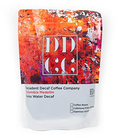 Decaffeinated Colombian Ground Coffee 227g - For French Press Cafetiere Filter Drip V60 Aeropress - Decadent Decaf - Swiss Water Process Colombia - Medium Roast - Strength 3