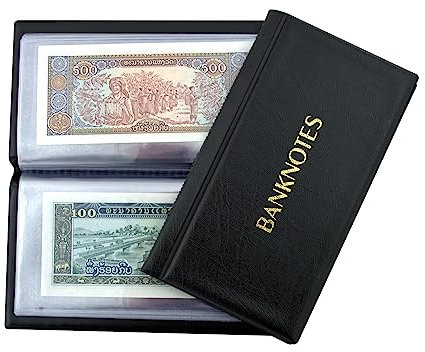 Collector SAMMLERALBUM FÜR BANKNOTEN Notizen Banknotenalbum mit 20 Seiten 11x19cm (Schwarz)