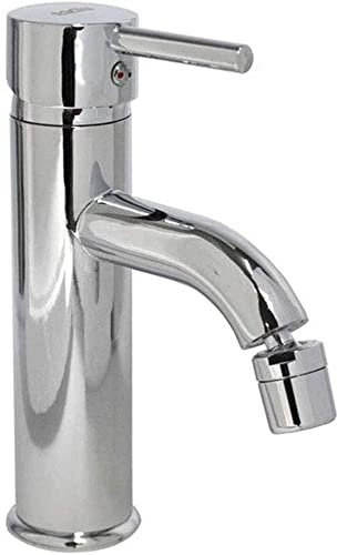 Vetrineinrete® Rubinetto bidet moderno con beccuccio orientabile miscelatore monocomando ottone cromato 69014 D1