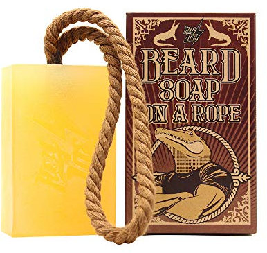 HEY JOE! Beard Soap on Rope | Bartseife für Männer mit Zitronen und Thymian Duft - Festes Bartshampoo für Männer 150 ml