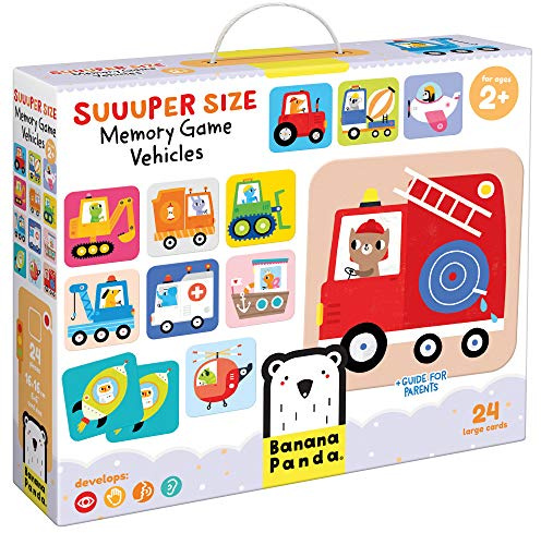 Banana Panda 49111 Game, Suuuper Size Memory Game Vehicles - Educational Assignment Activity for Children from 2 Years and Above